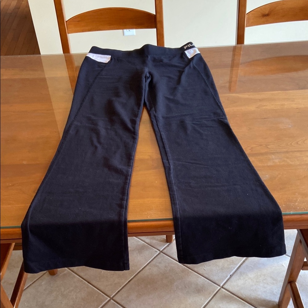 Fila Black Flare Pants with White Accents